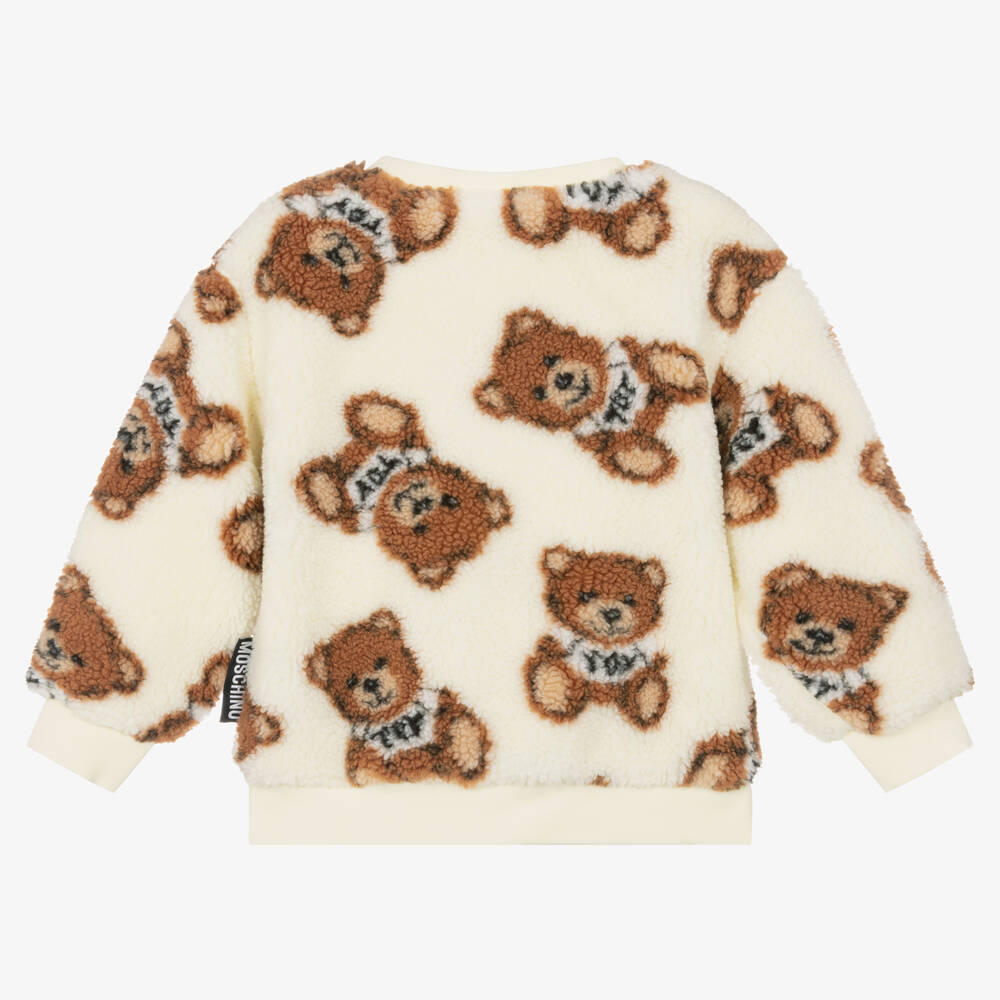 Moschino Ivory Teddy Bear Fleece Sweatshirt