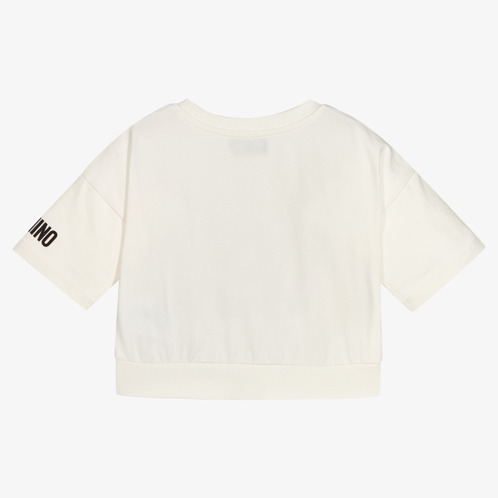 Moschino Kid-Teen-Ivory Teddy Bear Logo T-Shirt | Childrensalon Outlet