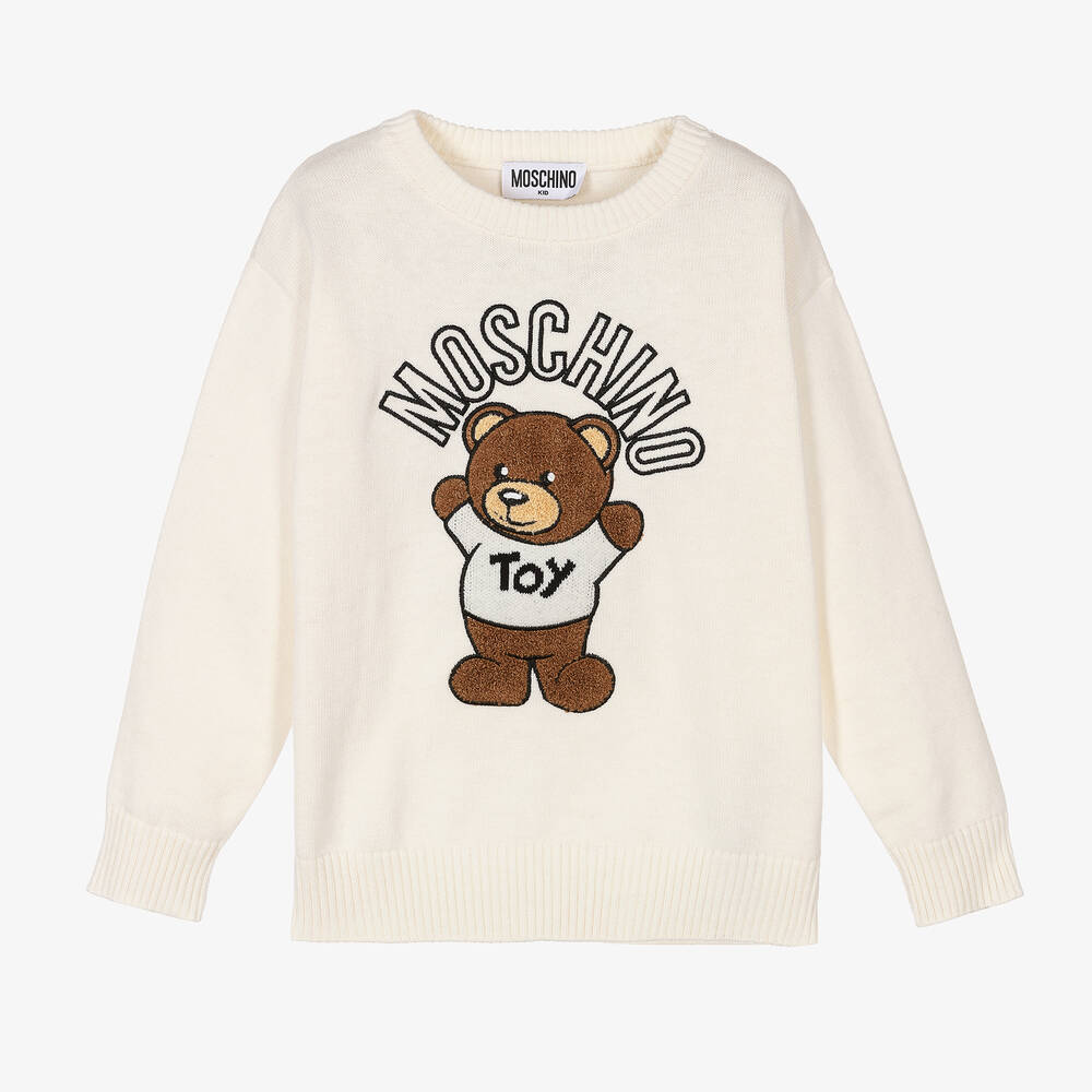 Moschino Kid-Teen - Ivory Teddy Bear Wool Sweater | Childrensalon