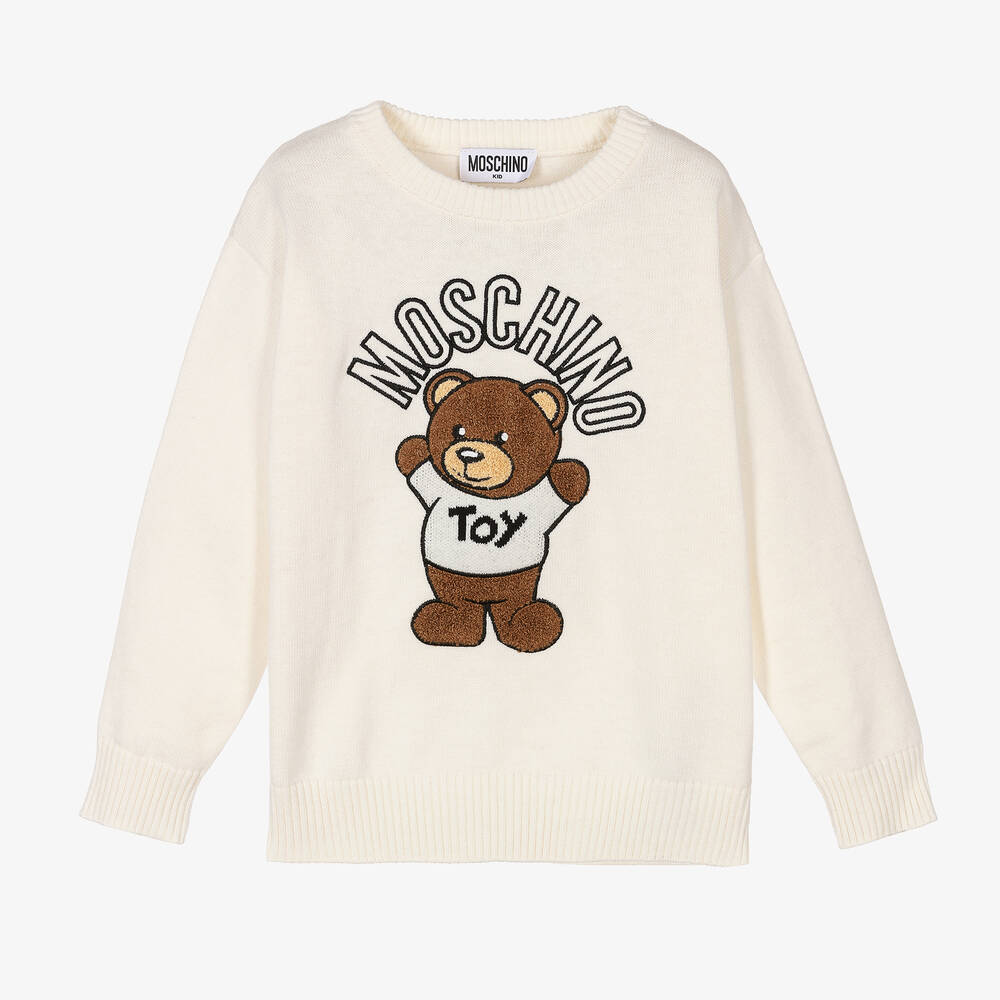 Moschino Kid-Teen - Кремовый свитер с медвежонком | Childrensalon