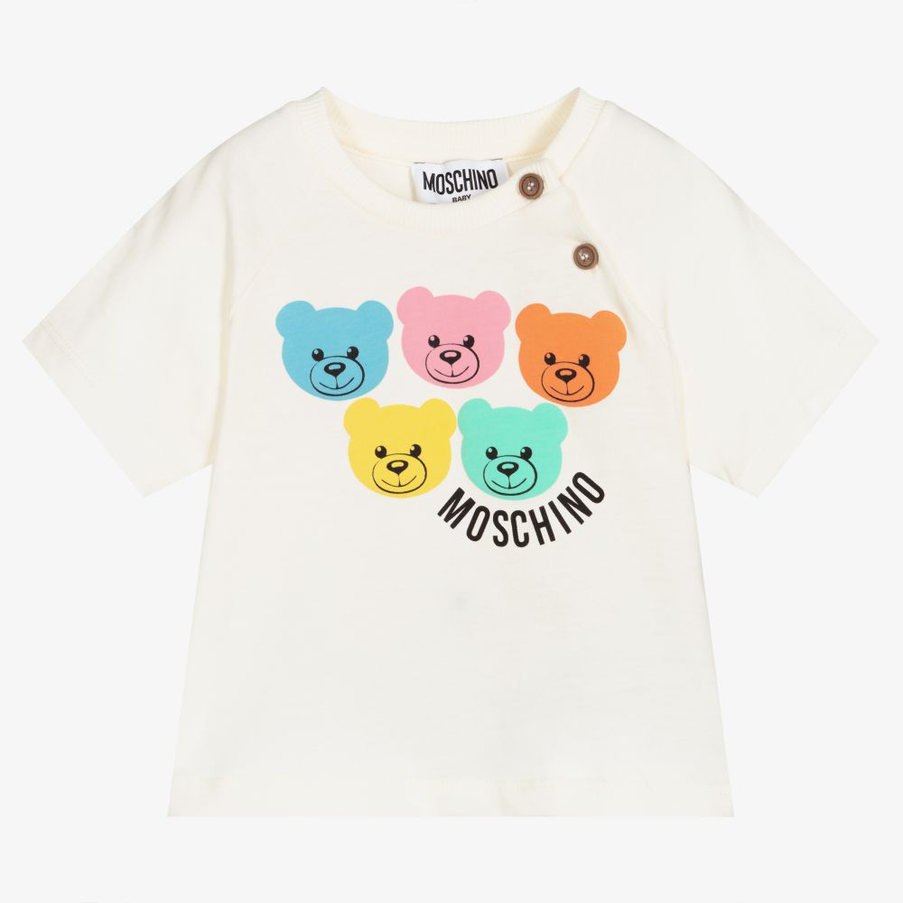 Moschino Baby - Кремовая футболка с медвежатами | Childrensalon