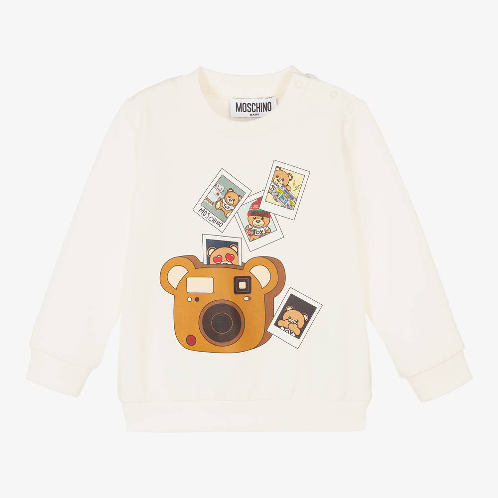 Moschino Baby - Sweat ivoire appareil photo ours | Childrensalon