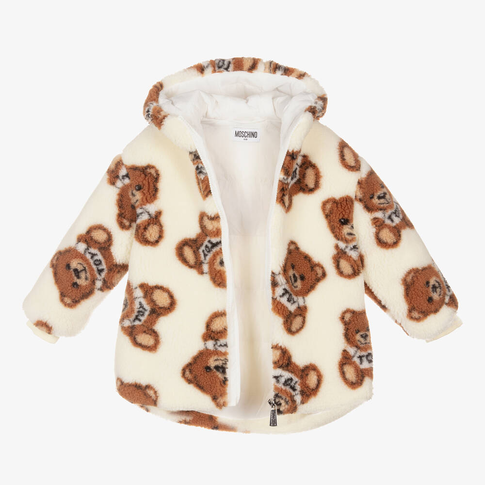 Moschino Kid-Teen-Ivory Teddy Fleece Jacket | Childrensalon Outlet