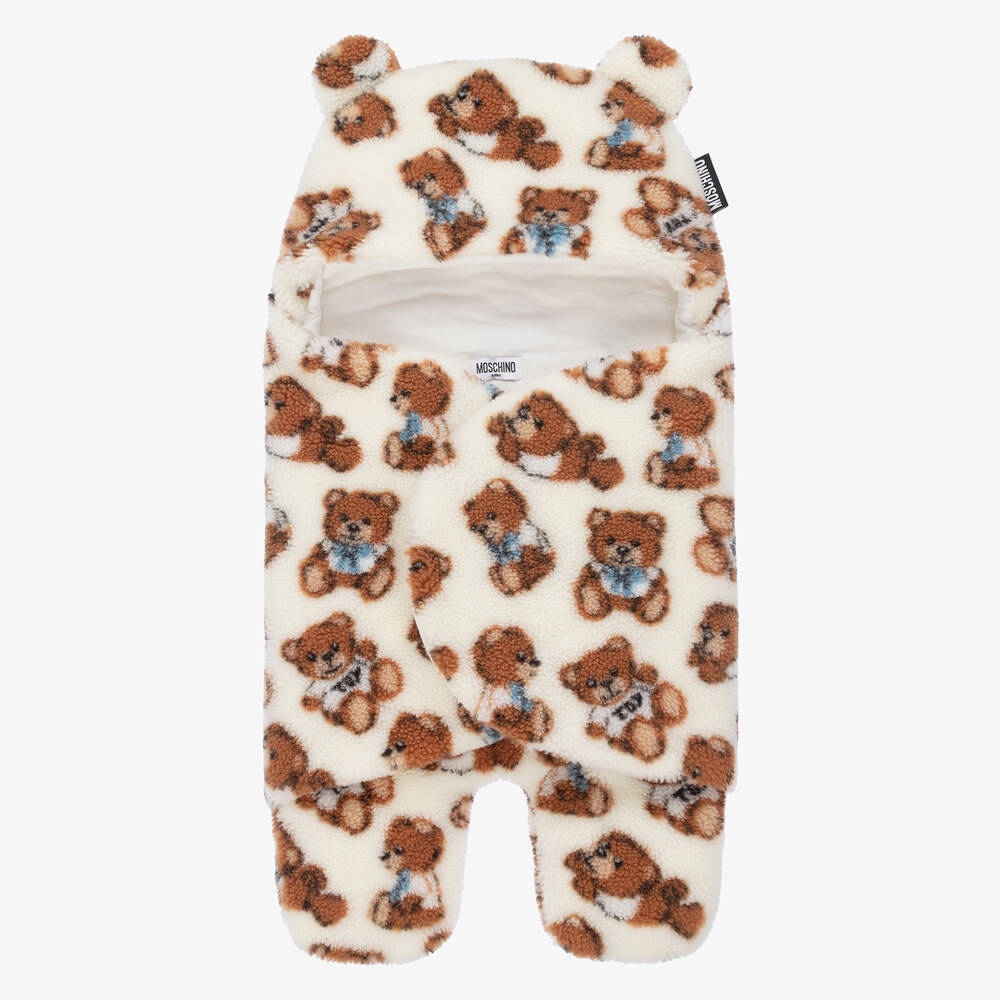 Moschino Baby - Ivory Teddy Fleece Nest (76cm) | Childrensalon