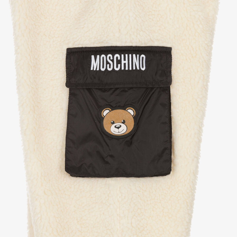 Moschino Kid-Teen-Ivory Teddy Fleece Pocket Joggers | Childrensalon Outlet