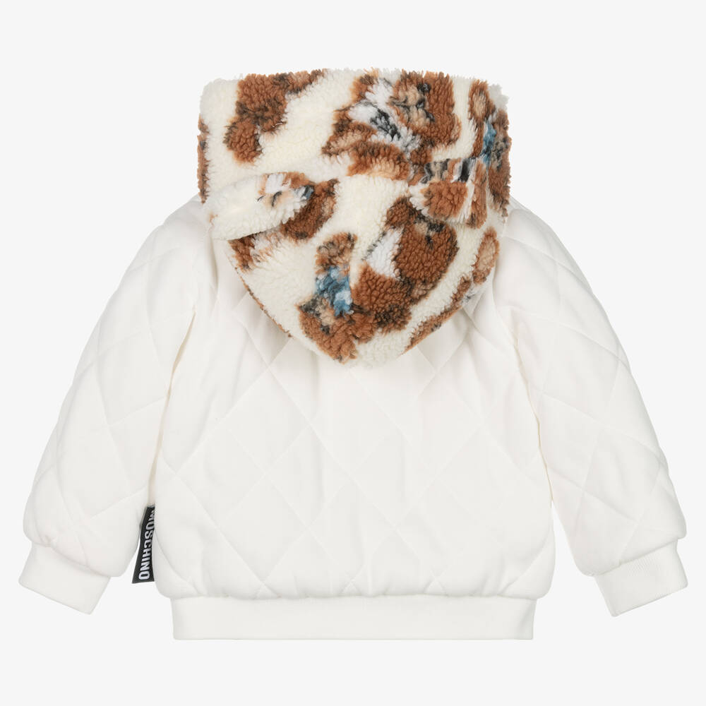 Moschino Baby-Ivory Teddy Hood Zip-Up Jacket | Childrensalon Outlet