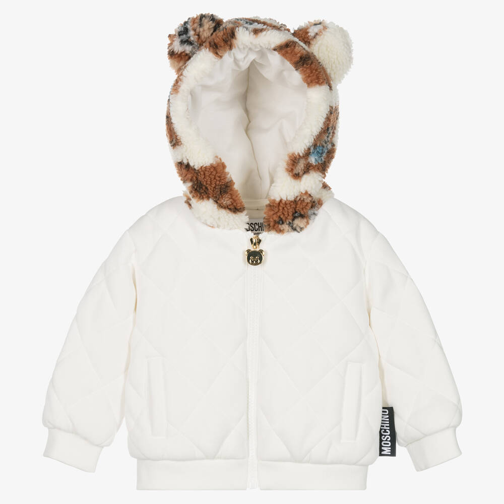 Moschino Baby - Ivory Teddy Hood Zip-Up Jacket | Childrensalon