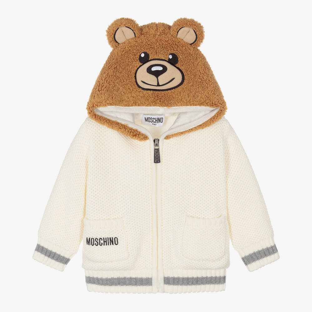 Moschino Baby - Ivory Teddy Knitted Cardigan | Childrensalon