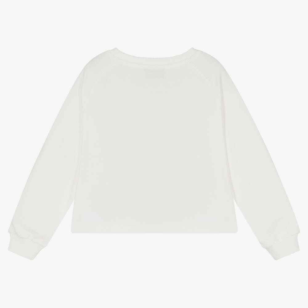 Moschino Kid-Teen-Ivory Teddy Logo Sweatshirt | Childrensalon Outlet