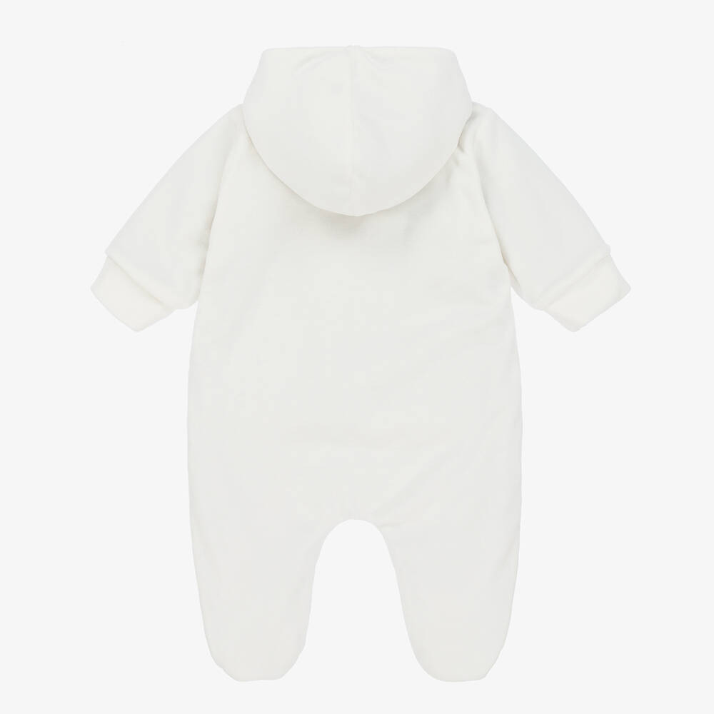 Moschino Малыши-Кремовый прогулочный комбинезон из велюра для малышей | Childrensalon Outlet