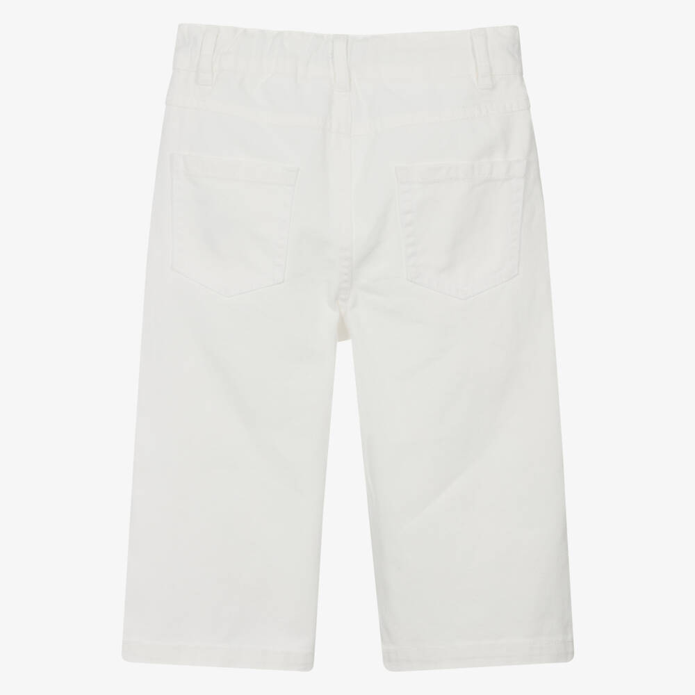 Moschino-Ivory Wide-Leg Denim Trousers for Girls | Childrensalon Outlet