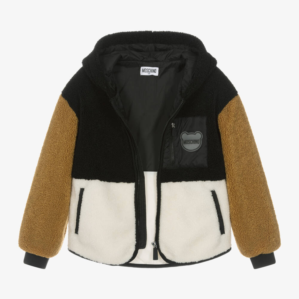 Moschino Kid-Teen-جاكيت فليس بألوان بلوك لون أسود | Childrensalon Outlet