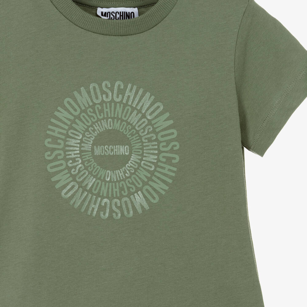Moschino-Khaki Tonal Logo Ss Tshirt | Childrensalon Outlet