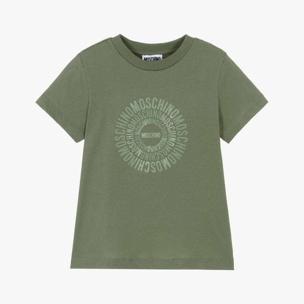 Moschino-Khaki Tonal Logo Ss Tshirt | Childrensalon Outlet