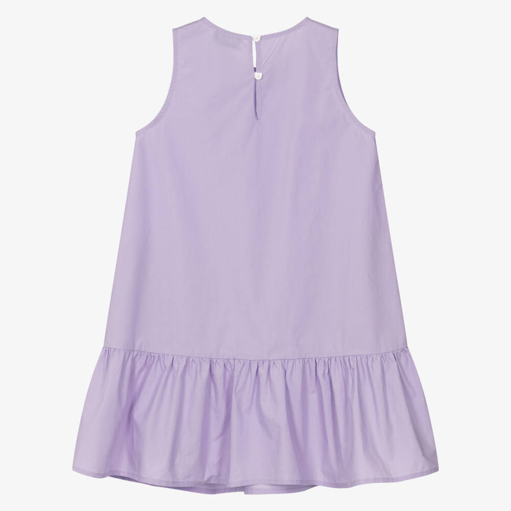 Moschino-Lilac Bear Logo Poplin Dress | Childrensalon Outlet