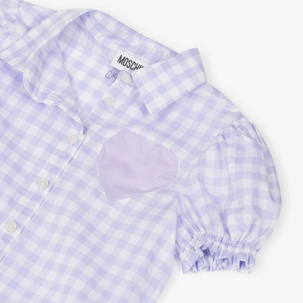Moschino-Lilac Gingham Dress | Childrensalon Outlet