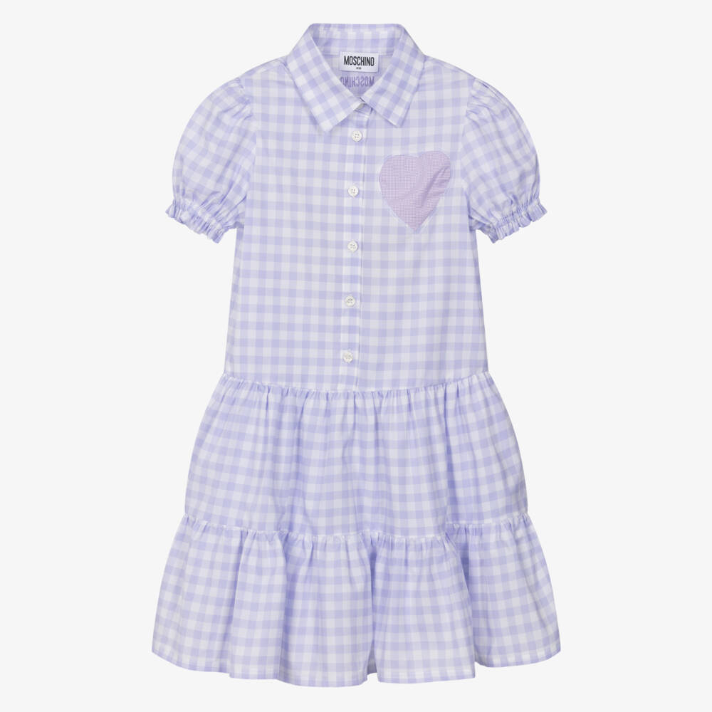 Moschino-Lilac Gingham Dress | Childrensalon Outlet