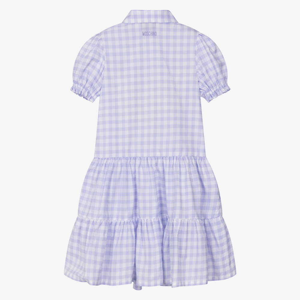 Moschino-Lilac Gingham Dress | Childrensalon Outlet