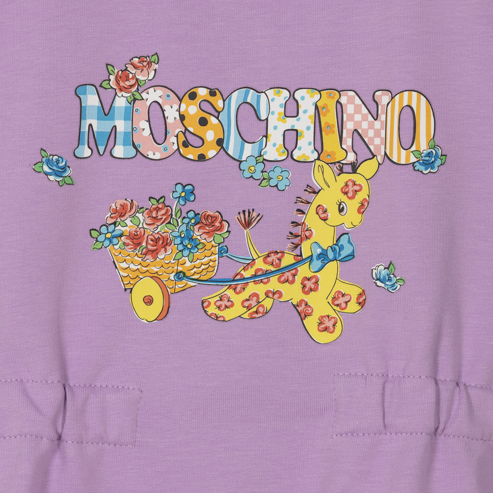 Moschino Baby Lilac Purple Logo Cotton Dress Childrensalon Outlet