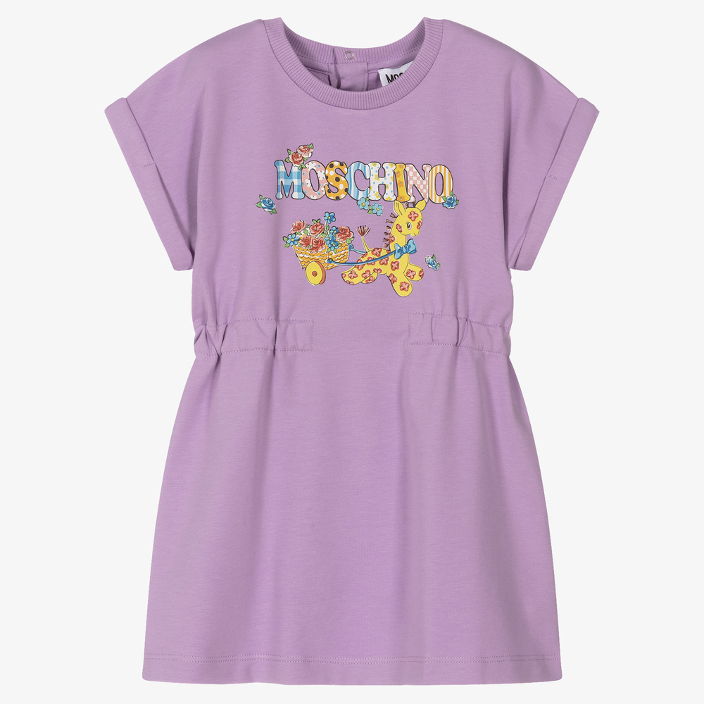 Moschino Baby-Lilac Purple Logo Cotton Dress | Childrensalon Outlet
