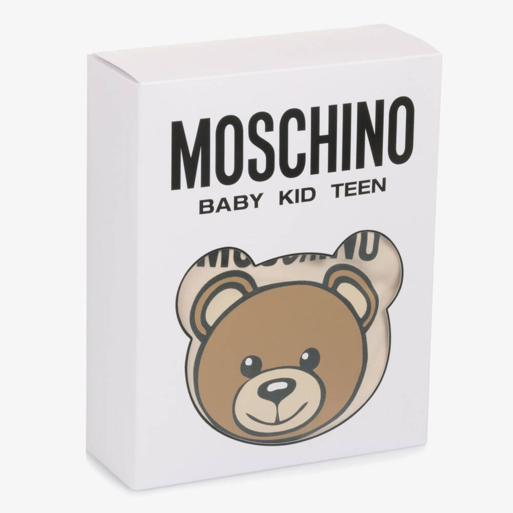Moschino-Little Boys Beige Teddy Babygrow | Childrensalon Outlet