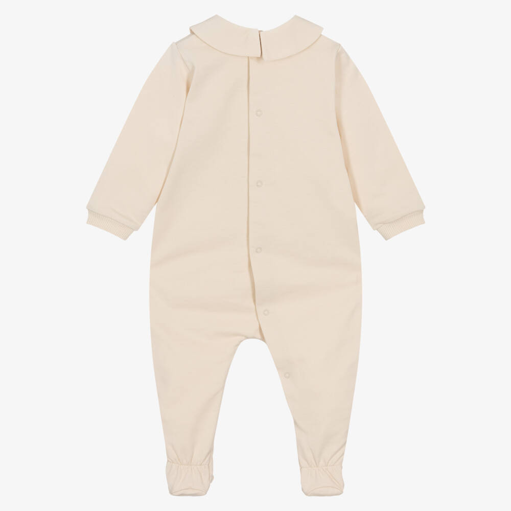 Moschino-Little Boys Beige Teddy Babygrow | Childrensalon Outlet