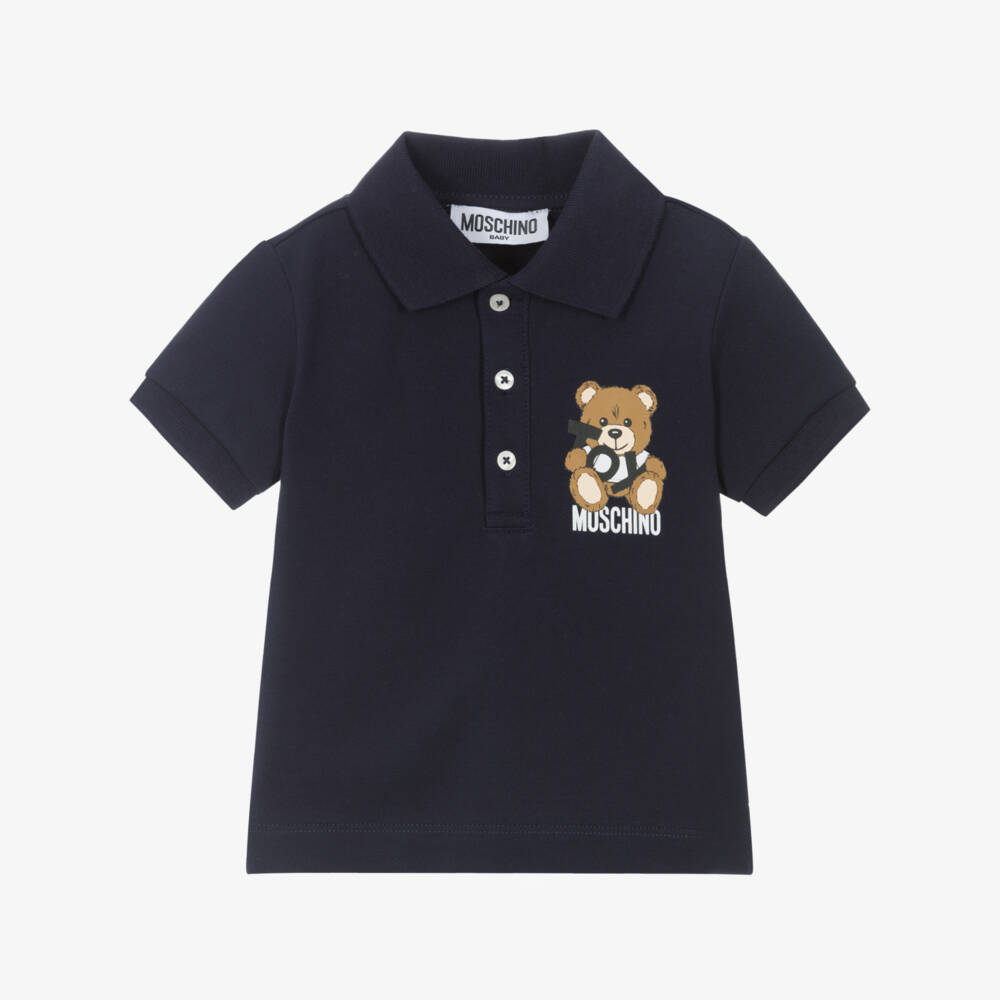 Moschino-Little Gents Navy Bear Polo | Childrensalon Outlet