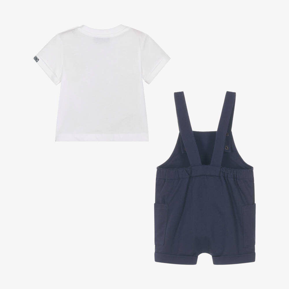 Moschino-Navy Bear Dungaree Set | Childrensalon Outlet