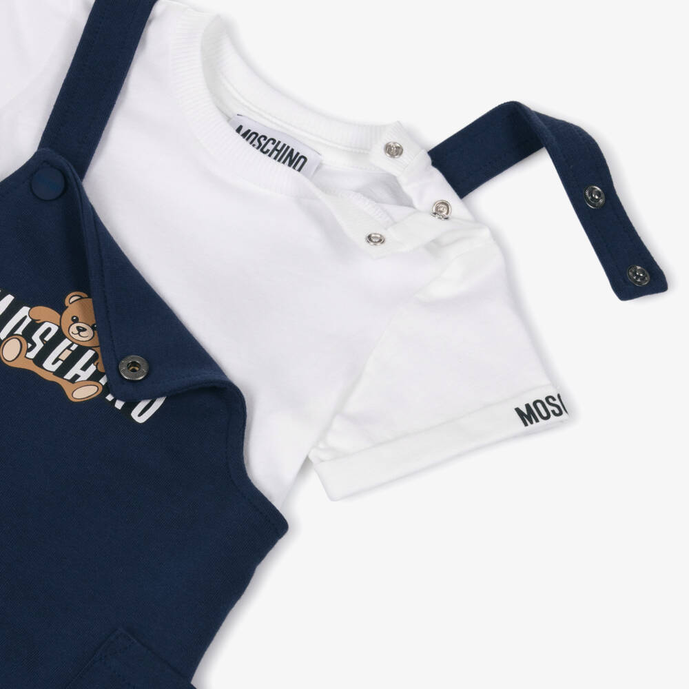Moschino-Navy Bear Dungaree Set | Childrensalon Outlet