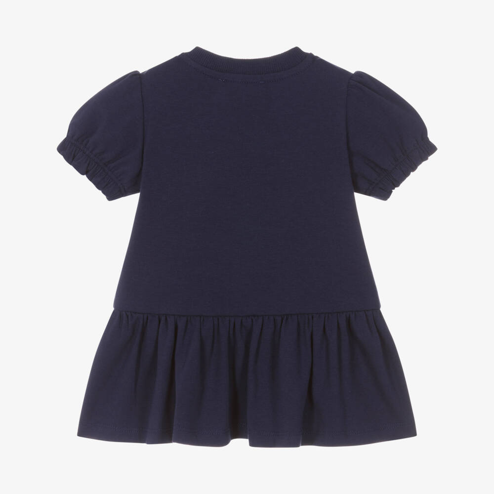 Moschino-Navy Bear Logo Jersey Dress | Childrensalon Outlet