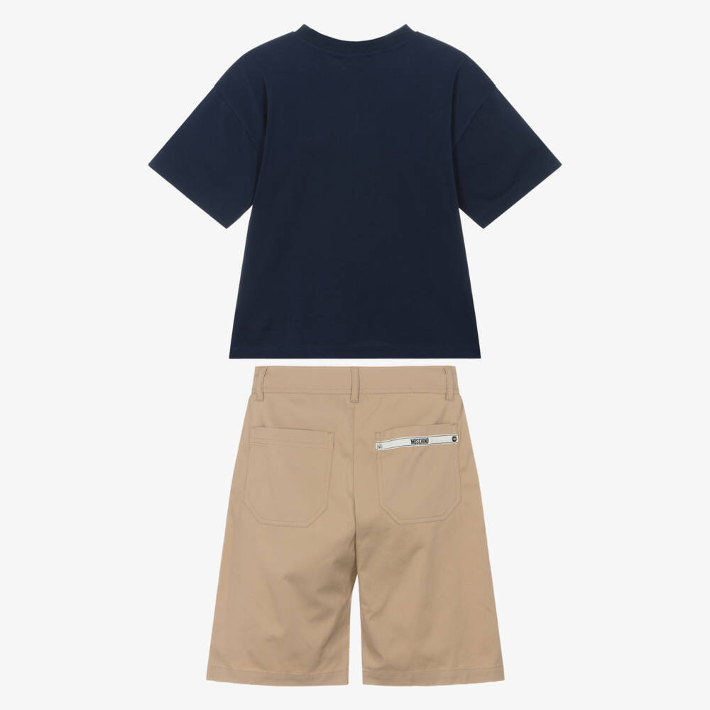 Moschino-Navy & Beige Shorts Set | Childrensalon Outlet