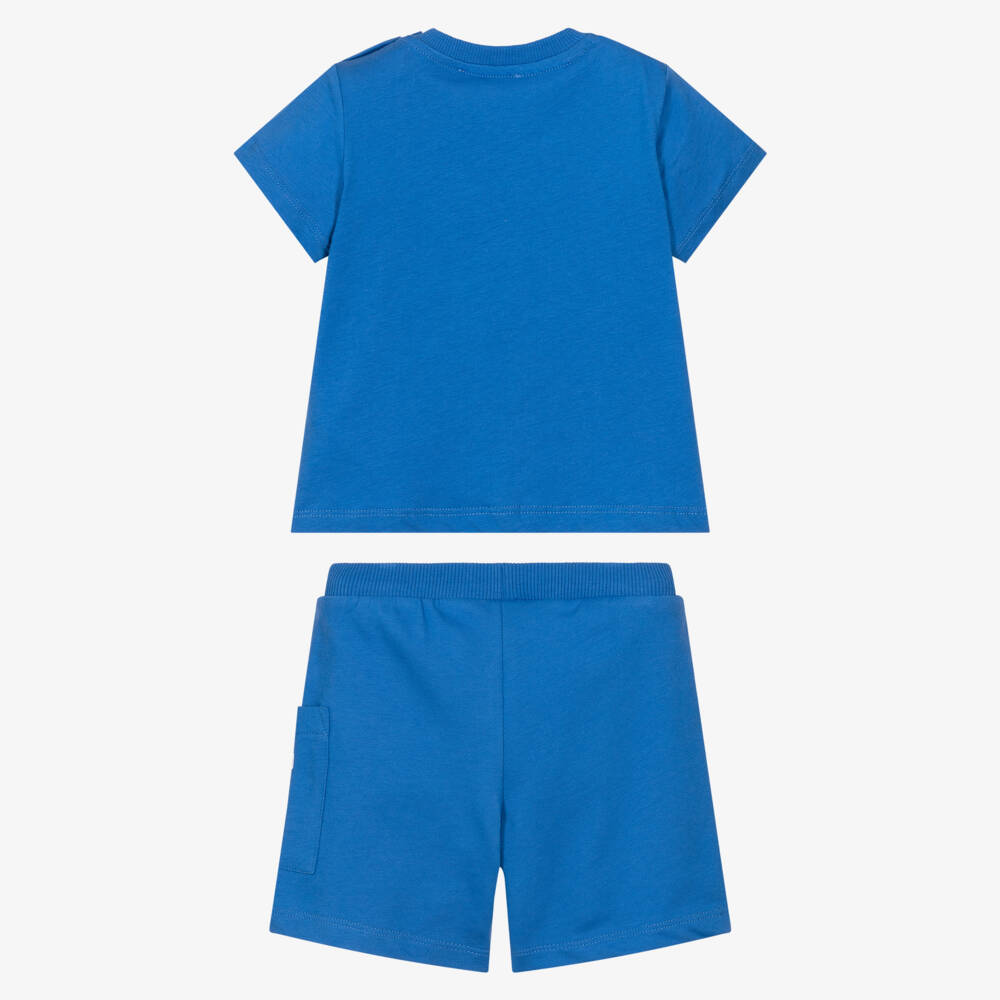 Moschino-Navy Blue Bear Patterned Shorts Set | Childrensalon Outlet
