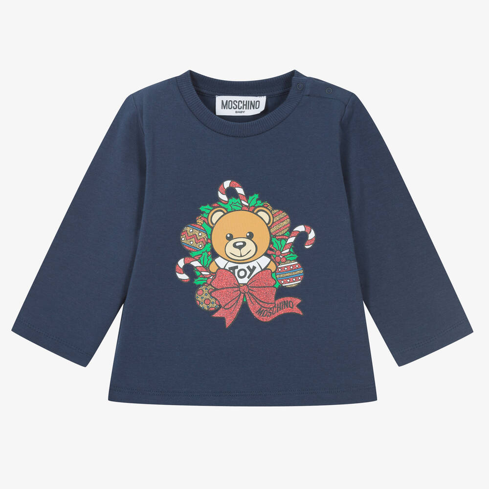 Moschino Baby - Haut bleu marine Festive Teddy | Childrensalon