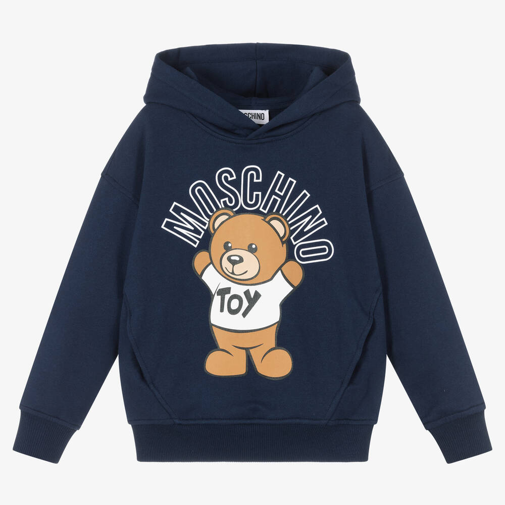 Moschino Kid-Teen - Navy Blue Cotton Logo Hoodie | Childrensalon