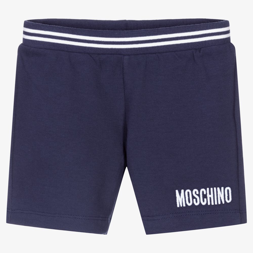 Moschino Baby - Navy Blue Cotton Logo Shorts | Childrensalon