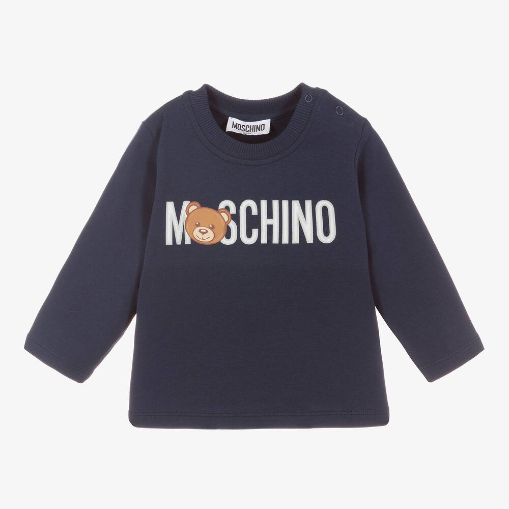 Moschino Baby - Navy Blue Cotton Logo Top | Childrensalon