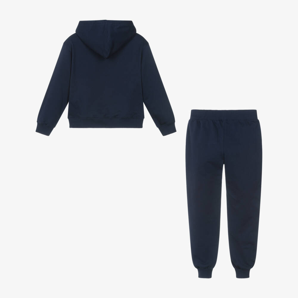 Moschino-Navy Blue Cotton Teddy Bear Logo Tracksuit | Childrensalon Outlet