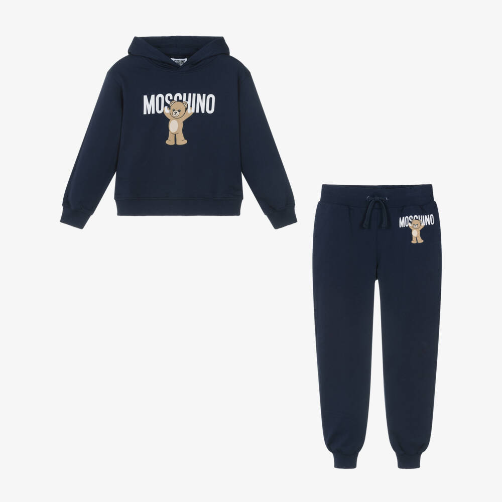 Moschino-Navy Blue Cotton Teddy Bear Logo Tracksuit | Childrensalon Outlet