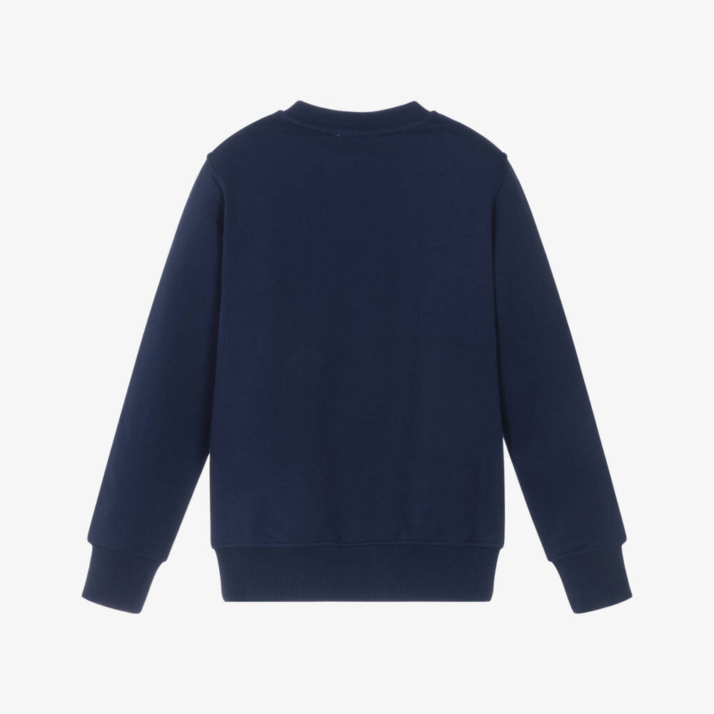 Moschino-Navy Blue Cotton Teddy Bear Sweatshirt with Colourful Logo | Childrensalon Outlet