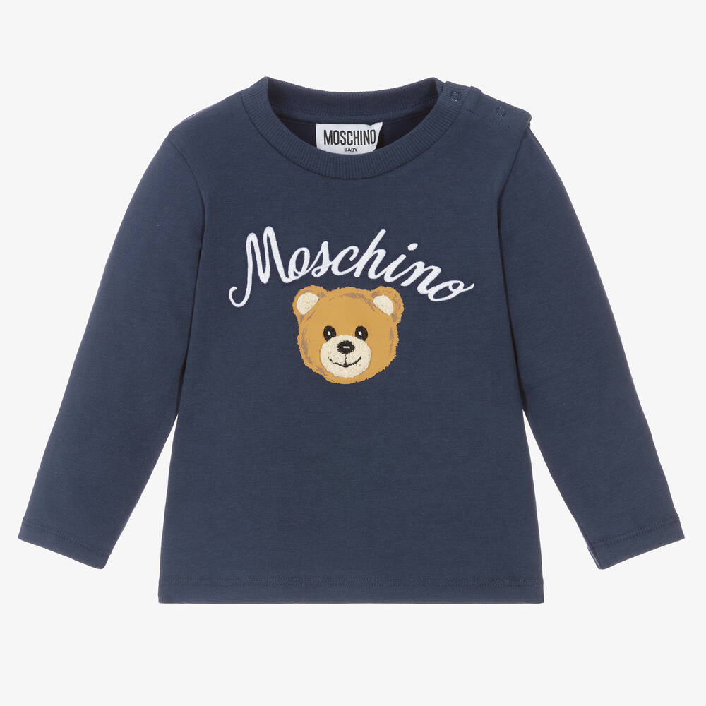 Moschino Baby - Navy Blue Cotton Teddy Bear Top | Childrensalon