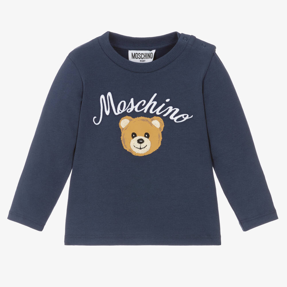 Moschino Baby - Синий хлопковый топ с медвежонком | Childrensalon