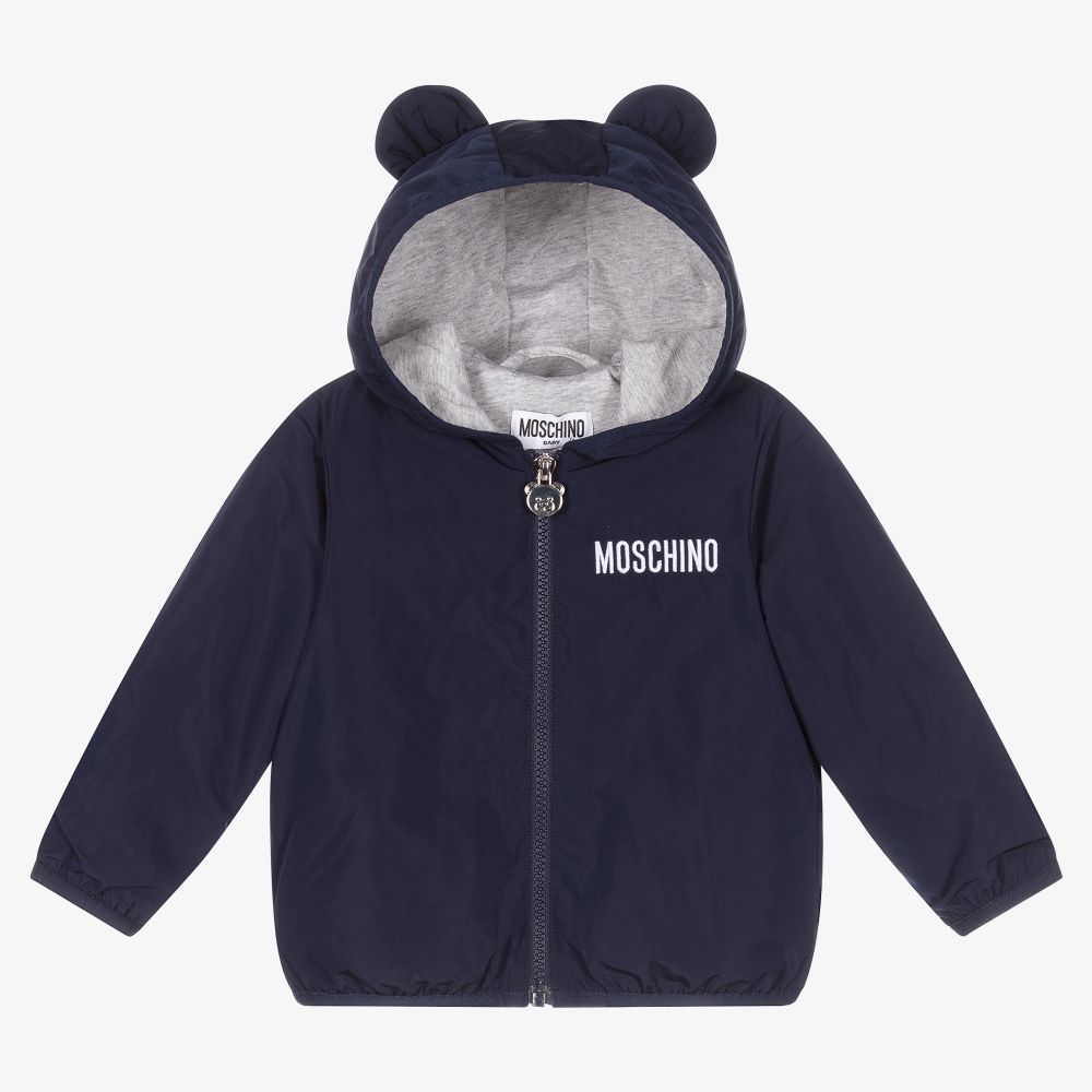 Moschino Baby - Navy Blue Hooded Baby Jacket | Childrensalon