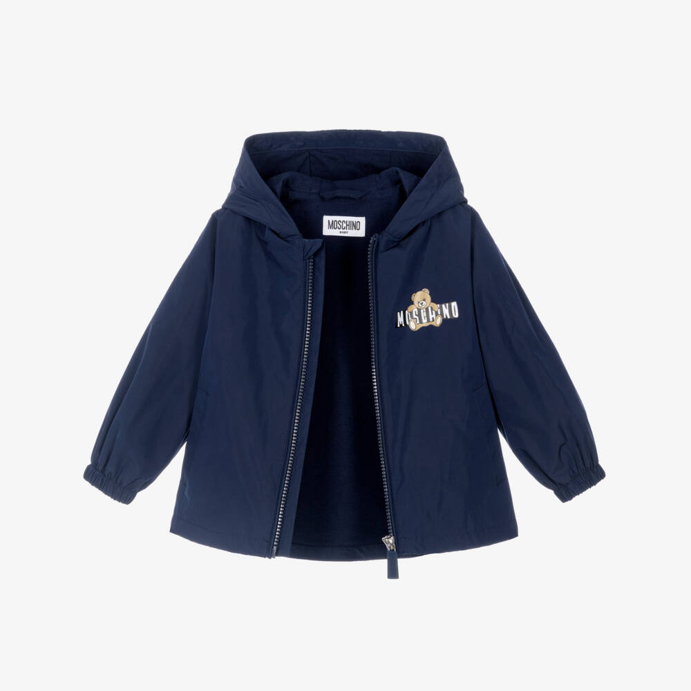 Moschino-Navy Blue Logo Hoodie Jacket | Childrensalon Outlet