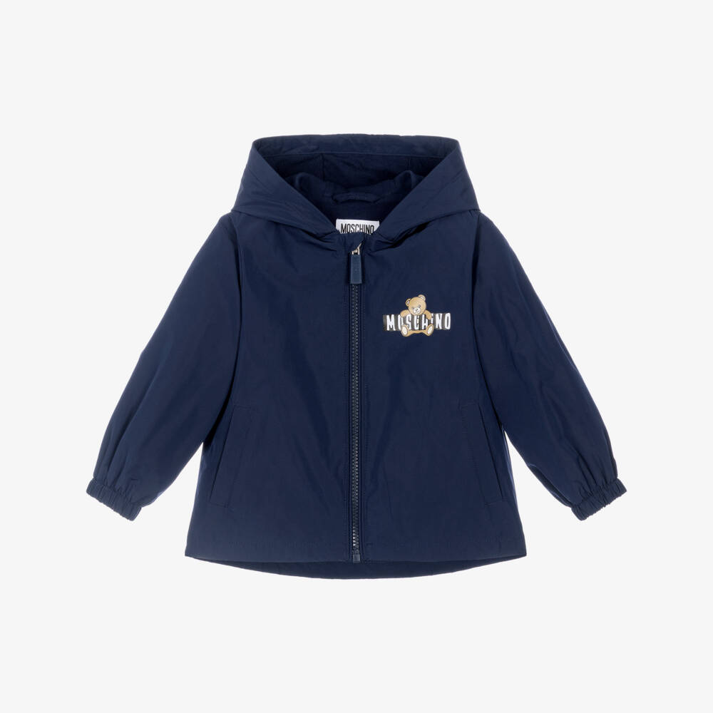 Moschino-Navy Blue Logo Hoodie Jacket | Childrensalon Outlet
