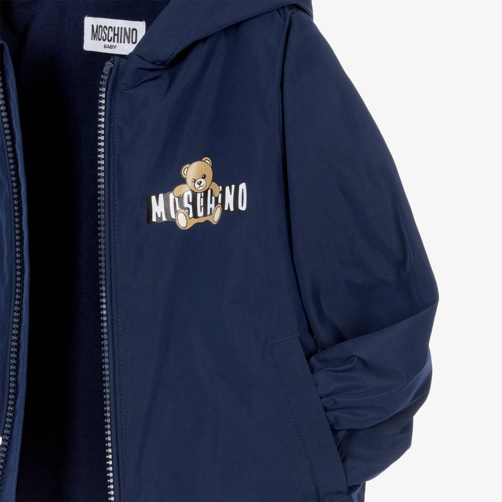 Moschino-Navy Blue Logo Hoodie Jacket | Childrensalon Outlet