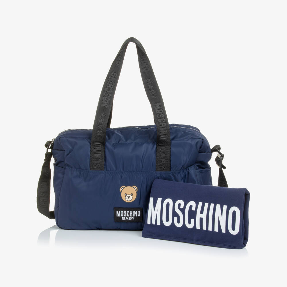 Moschino-Navy Blue Moschino Teddy Bear Changing Bag (40cm) | Childrensalon Outlet