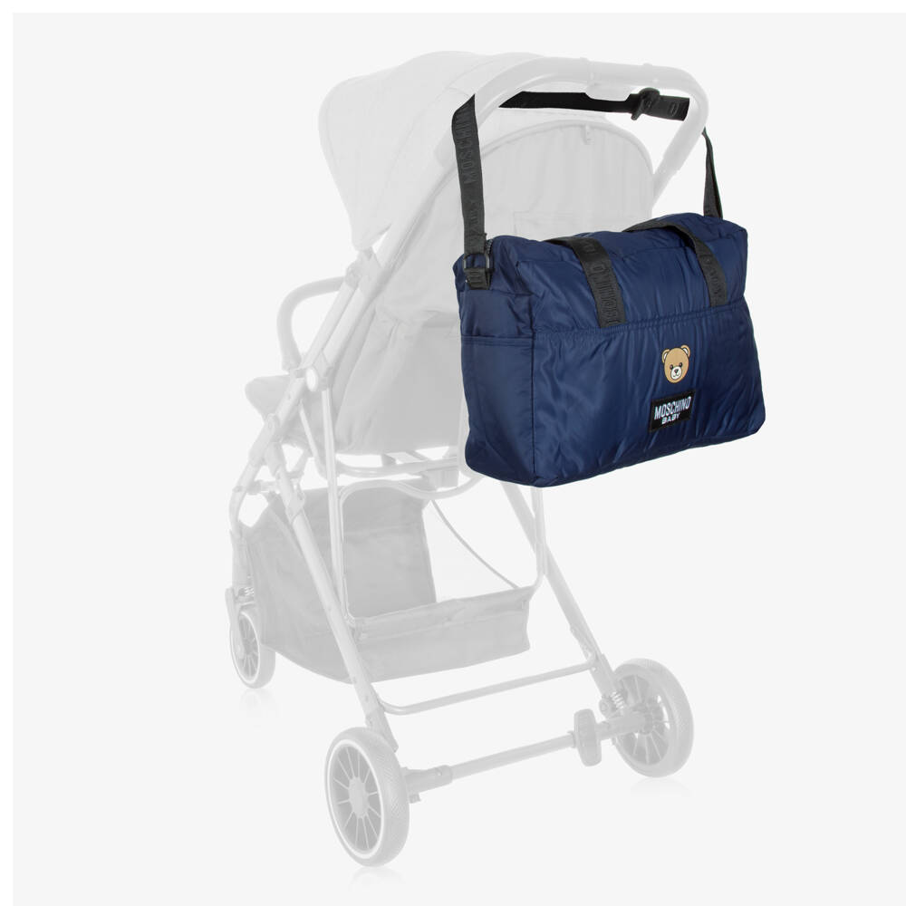 Moschino-Navy Blue Moschino Teddy Bear Changing Bag (40cm) | Childrensalon Outlet