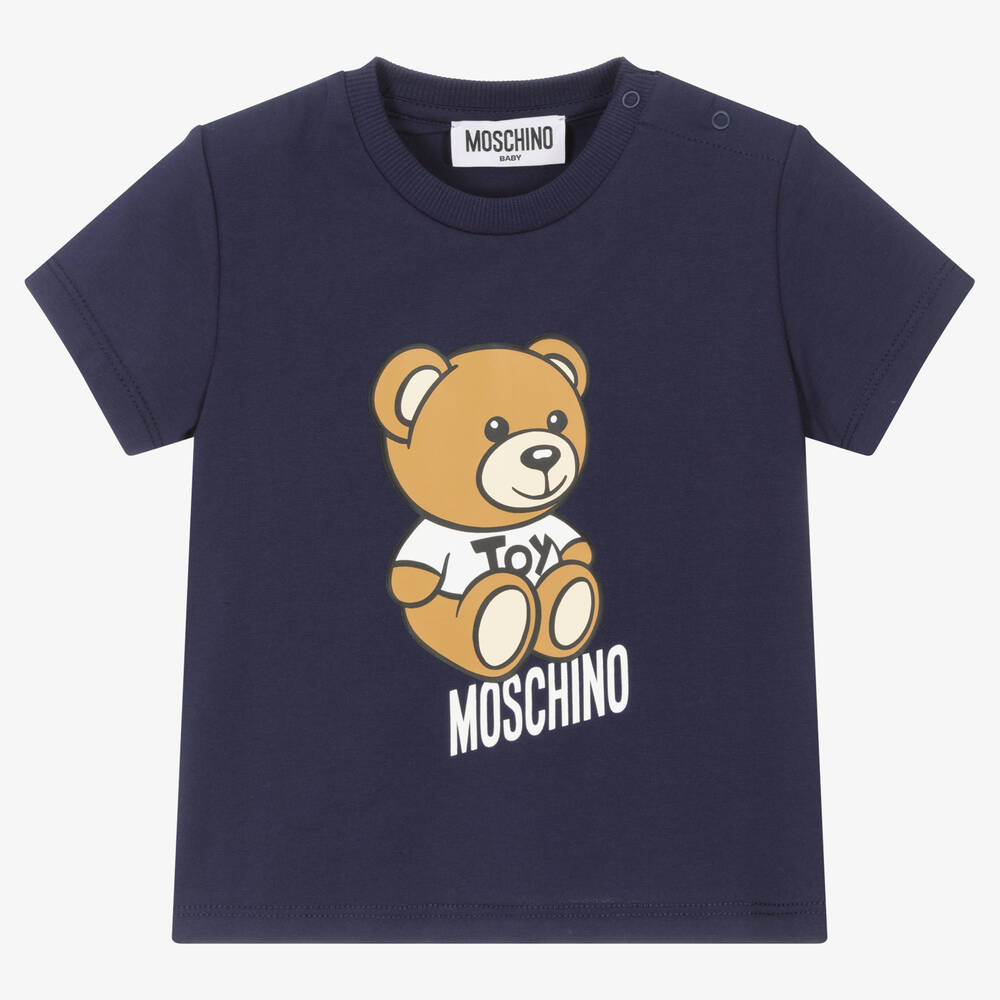 Moschino Baby - Синяя хлопковая футболка с медвежонком | Childrensalon
