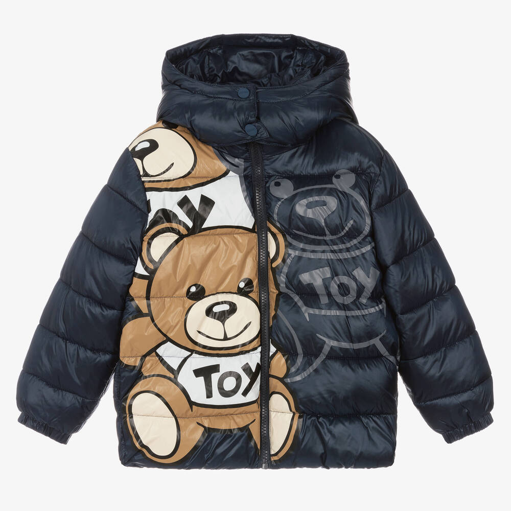 Moschino Kid-Teen - Navyblaue Teddybär-Steppjacke | Childrensalon