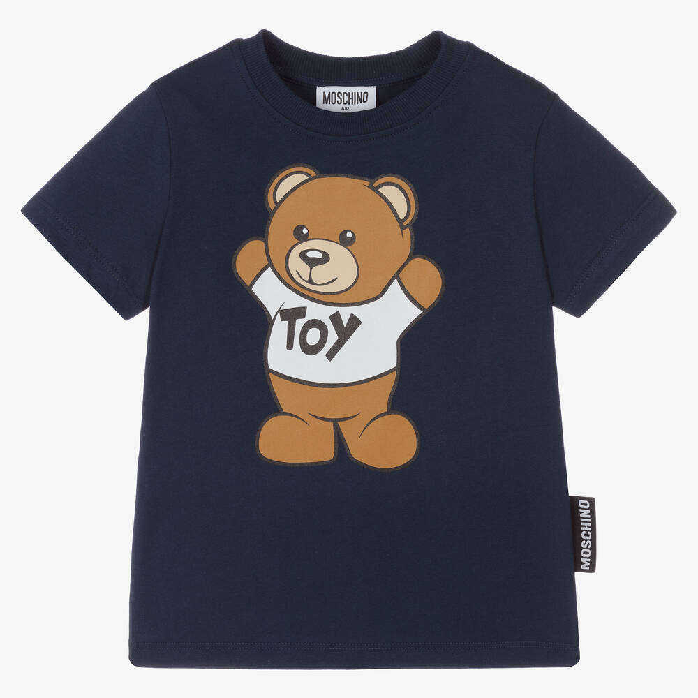 Moschino Kid-Teen - Navyblaues T-Shirt mit Teddybär | Childrensalon